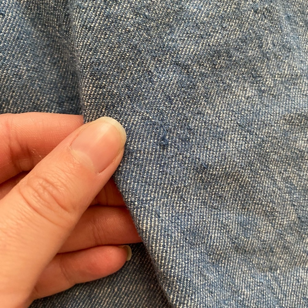 Free People Blue Chambray Ankle Crop Pants Linen Blend - Picture 12 of 12